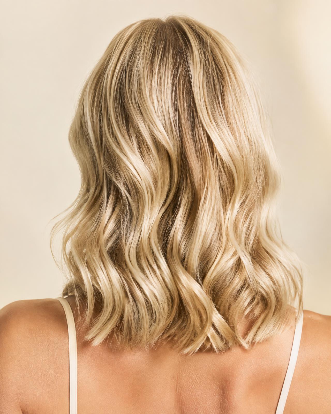 Luminous, dimensional blonde hair in soft waves